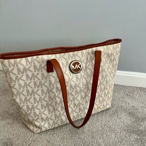Michael Kors Beige and Brown Shoulder Bag